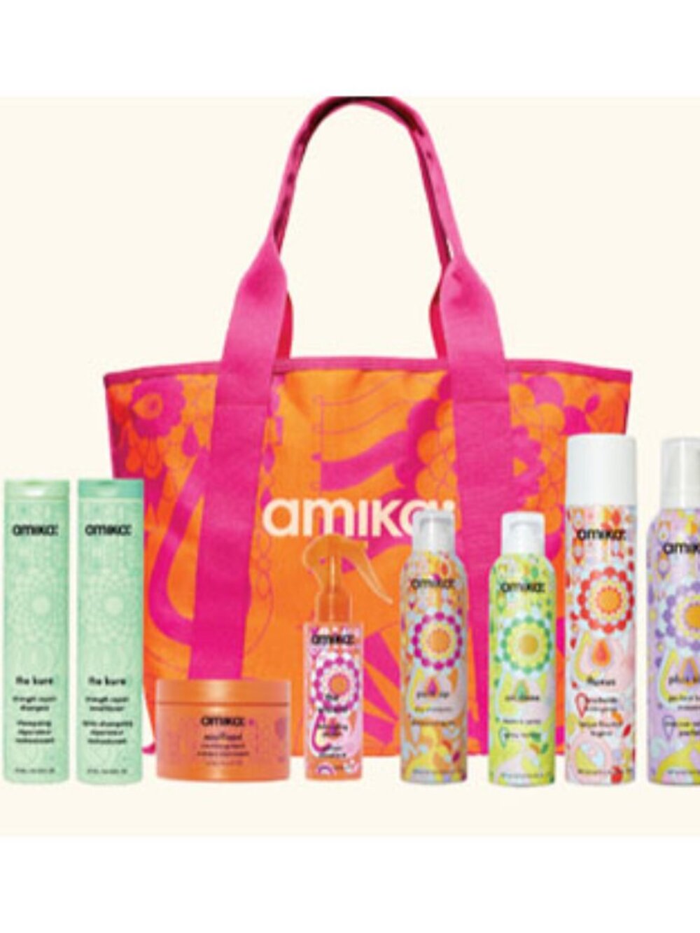 Amika Haircare Gift Set + Signature Tote Bag – 8 Full Size Products – New